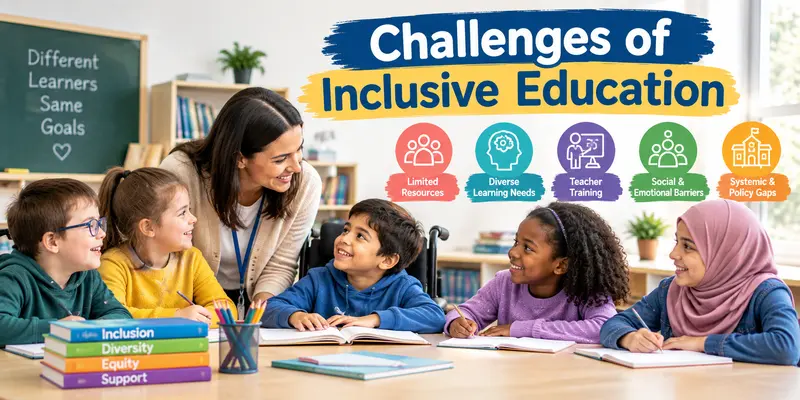 Challenges of Inclusive Education, including classroom barriers, limited resources, and diverse student needs.