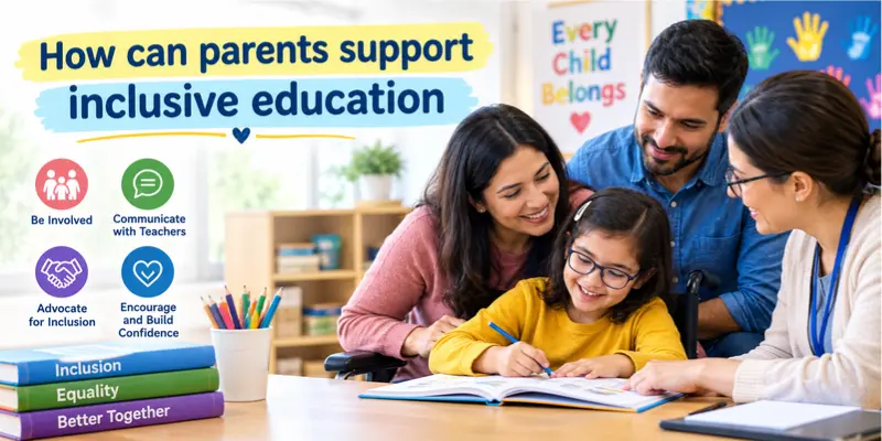 Parents and teachers working together to support children's inclusive learning and educational development.