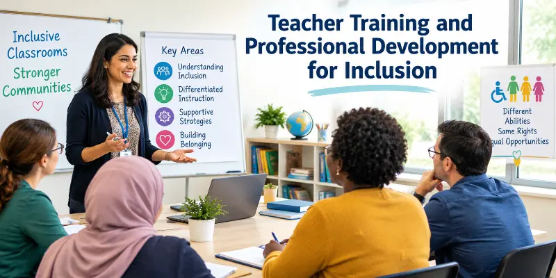 Teacher Training and Professional Development for Inclusion focusing on inclusive teaching practices and student support.